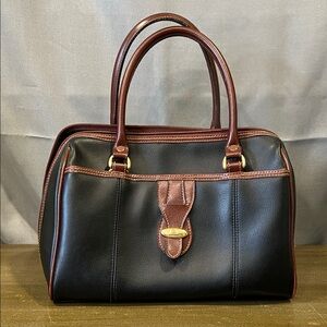 Vintage America Black and Brown Leather Satchel